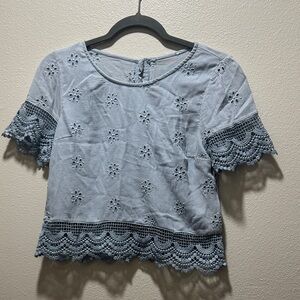 Abercrombie & Fitch Gray Lace Detail Blouse